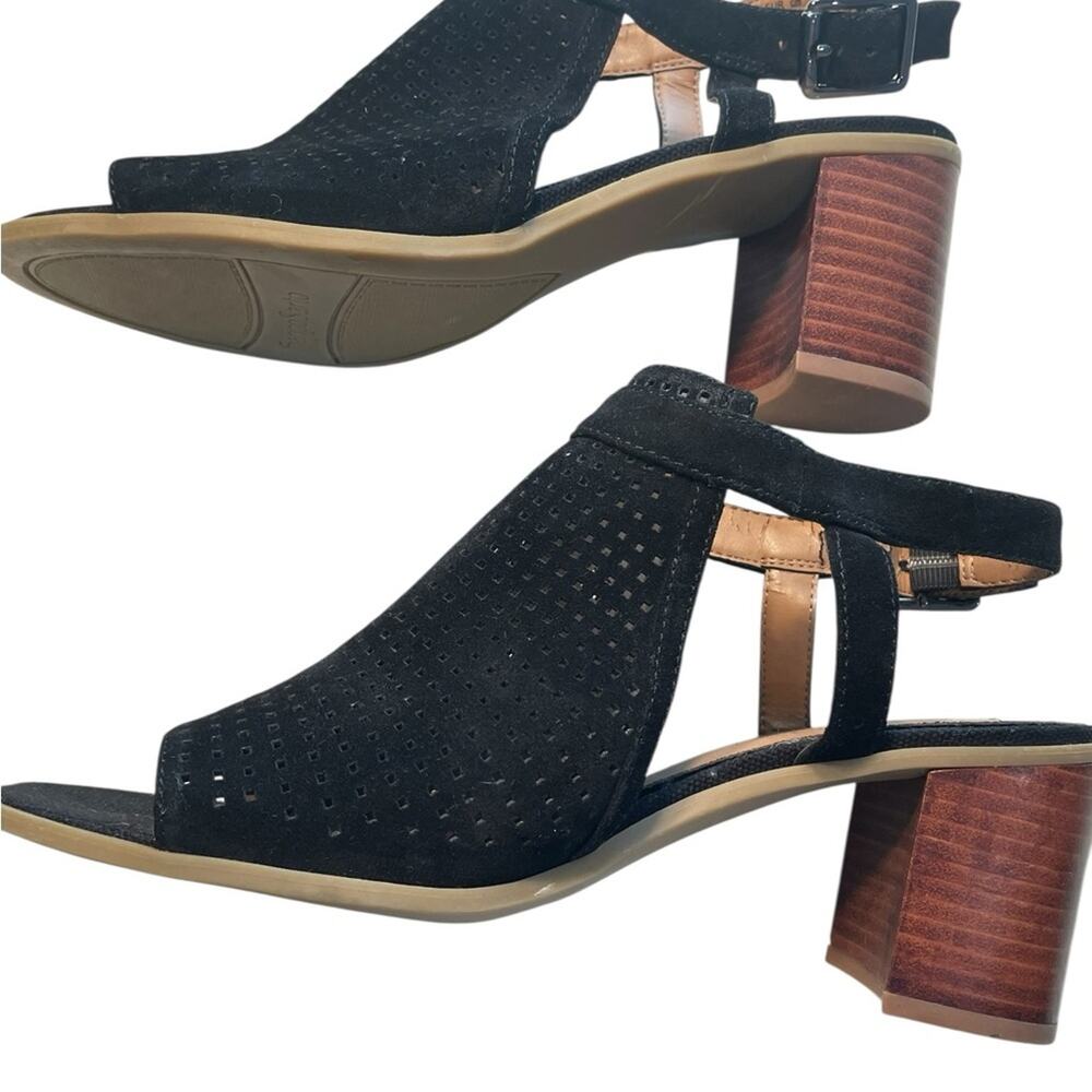 ✨ FRANCO SARTO Black Perforated T-Strap Heels 8 NWT Retro Dark Academia 🖤 - Picture 6 of 11